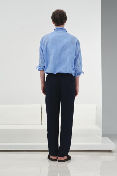 Heren Gestreepte Lange Mouwen Shirt met Borduursel - Image 3