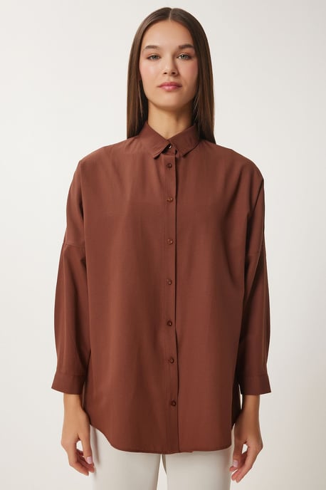 Överdimensionerad poplin skjorta med knappar och långa ärmar - Image 5