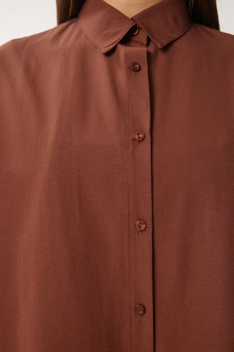 Överdimensionerad poplin skjorta med knappar och långa ärmar - Image 6