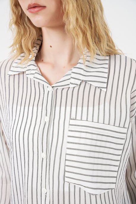 Oversized Striped Button-Front Shirt - Image 4