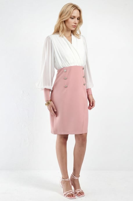 V-hals Midi Jurk met Knopdetail - Image 3