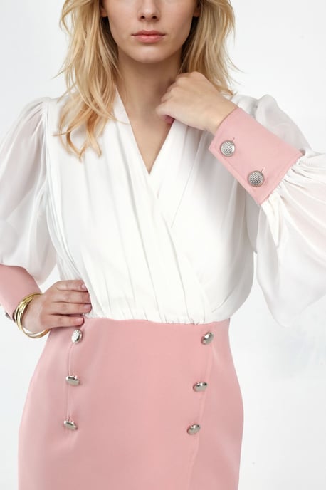 V-hals Midi Jurk met Knopdetail - Image 4