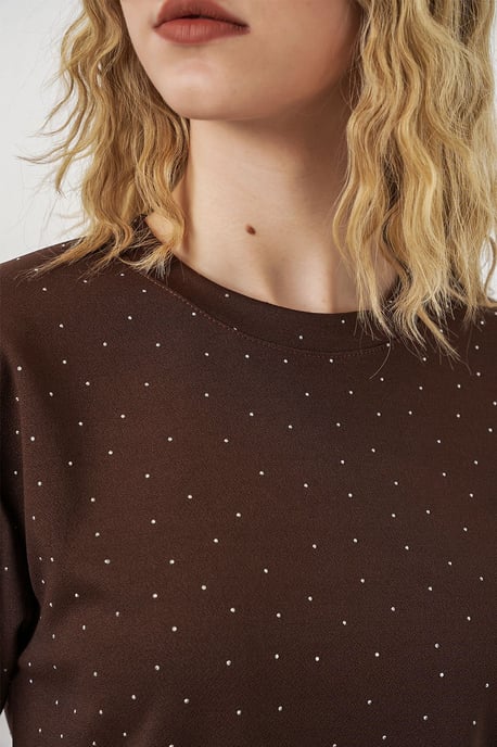 Polka Dot Printed Crew Neck T-Shirt - Image 5