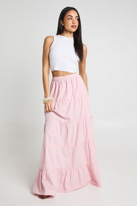 Tiered Cotton Poplin Maxi Skirt - Image 1