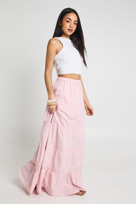 Tiered Cotton Poplin Maxi Skirt - Image 3