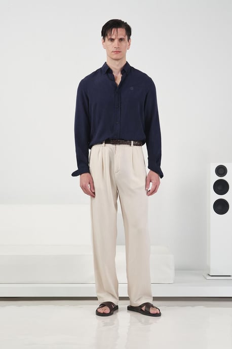 Pleated Wide Leg Trousers - Image 1