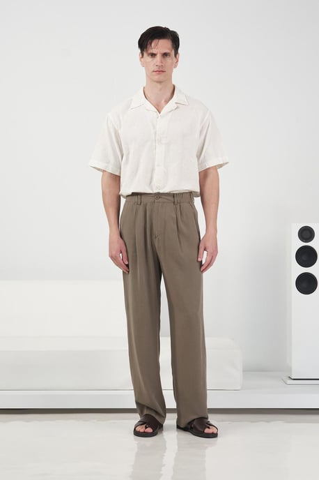 Hoge Taille Wijde Pantalon van Crepe met Plissé - Image 1
