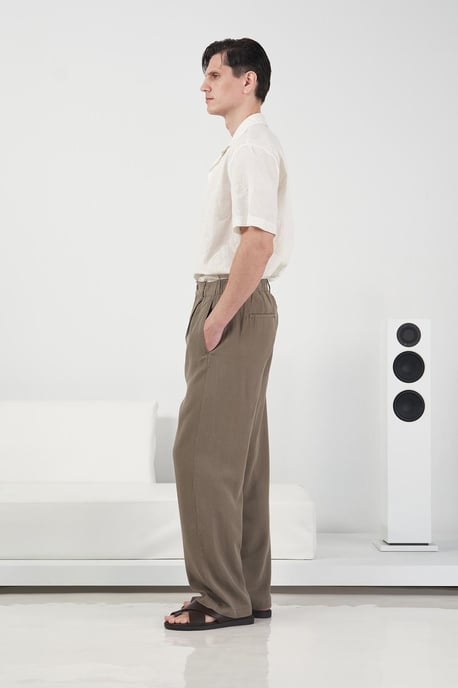 Hoge Taille Wijde Pantalon van Crepe met Plissé - Image 2