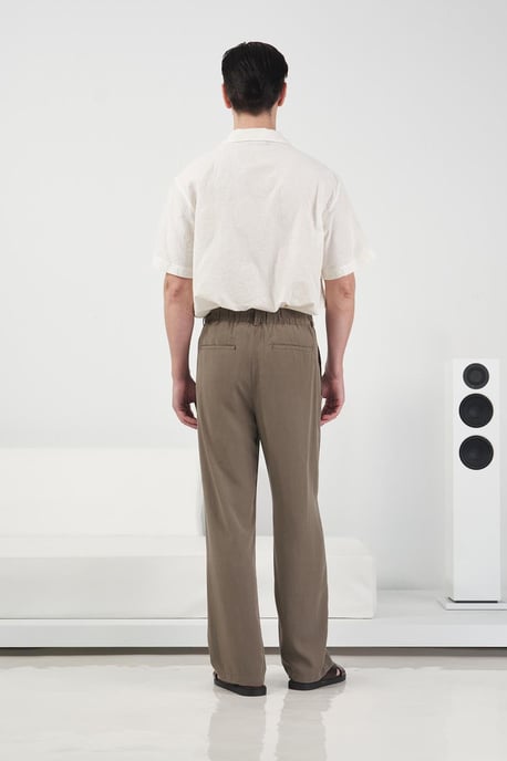 Hoge Taille Wijde Pantalon van Crepe met Plissé - Image 3