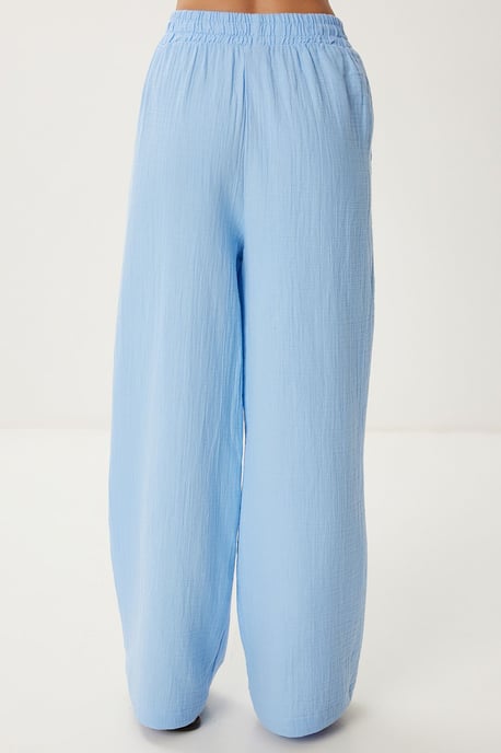 Wide Leg Drawstring Waist Pants with Binding Detail - Image 6