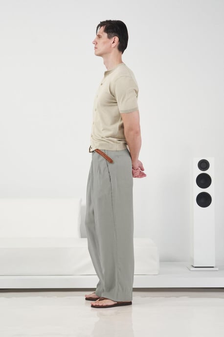 Heren Midden Taille Brede Pijpen Geplooide Broek - Image 3