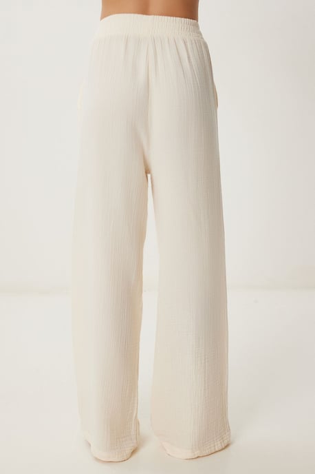 Wide Leg Drawstring Waist Pants with Binding Detail - Image 5
