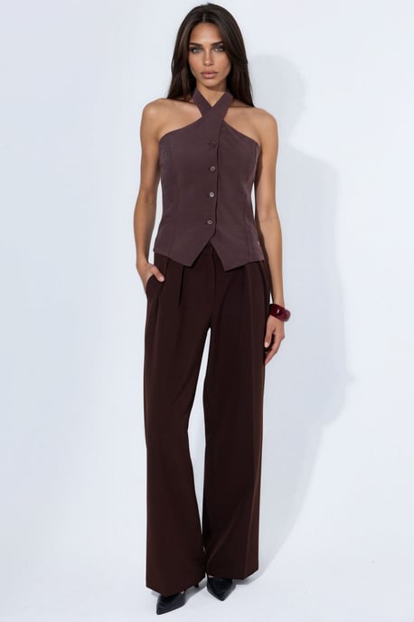 Modal Blend Halter Tie Fitted Vest - Image 2
