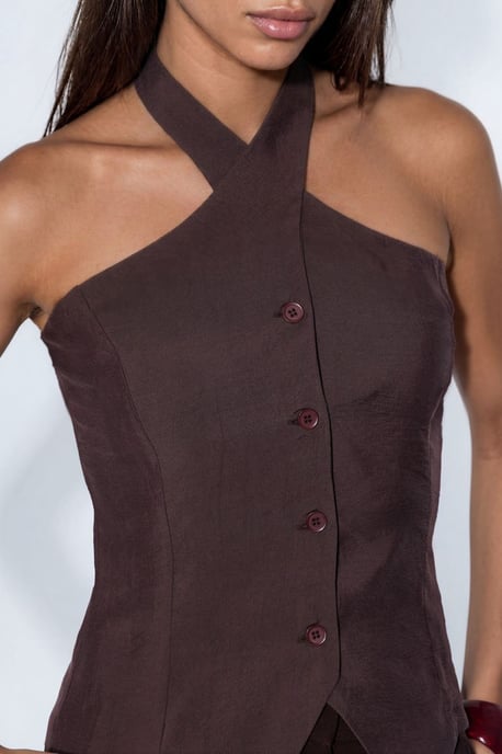 Modal Blend Halter Tie Fitted Vest - Image 5