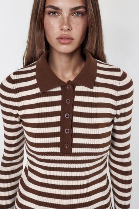 Striped Crew Neck Sweater with Button Detail - Image 5