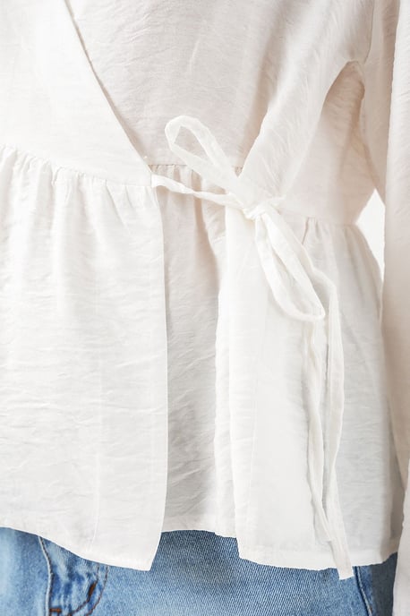 V-hals Blouse met Strikdetail en Kreppé - Image 4