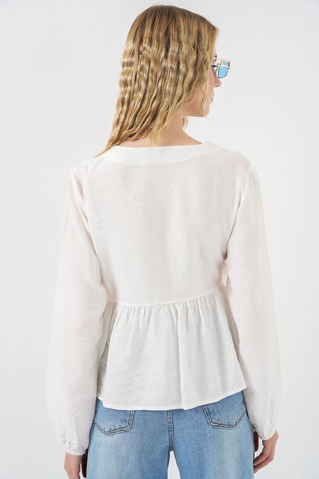 V-hals Blouse met Strikdetail en Kreppé - Image 5