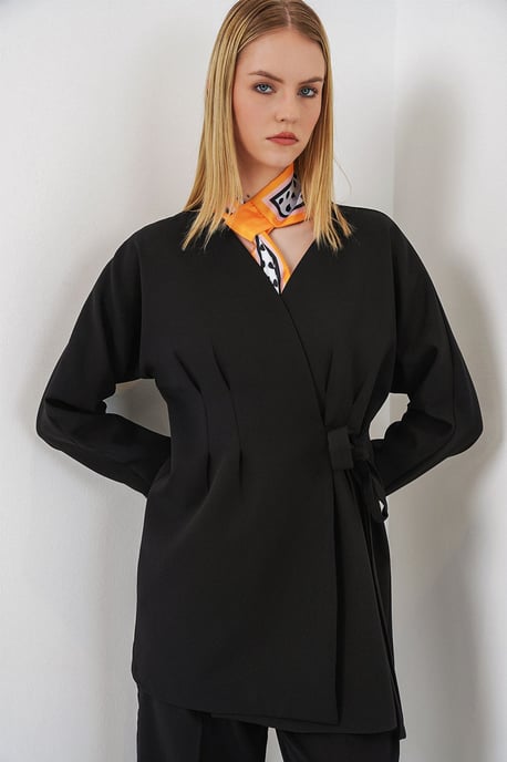 Long Belted V-Neck Jacket - Image 2