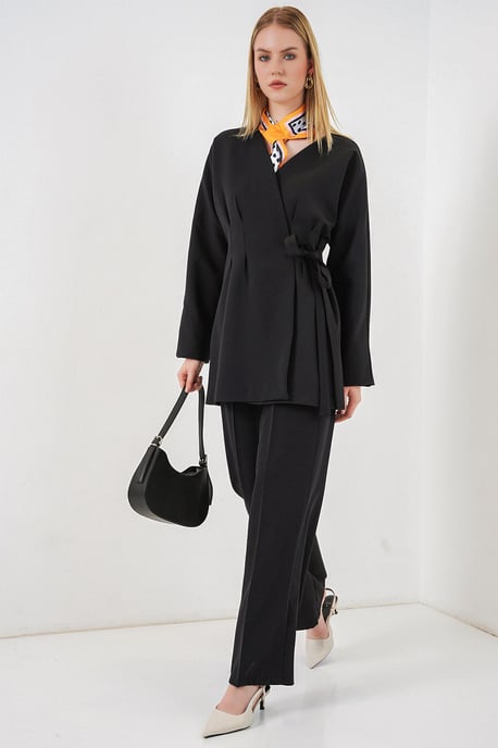 Long Belted V-Neck Jacket - Image 3