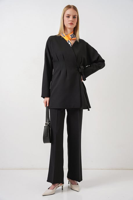 Long Belted V-Neck Jacket - Image 4
