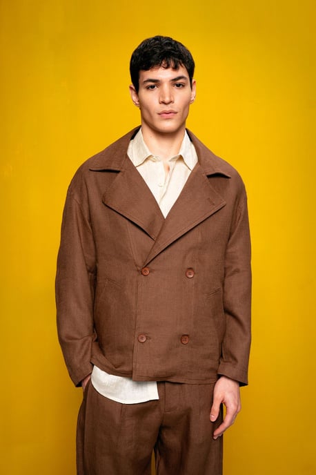 Geknopte Linnen Jacket met Kraag - Image 2