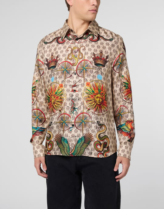 Silk Pajamas Shirt Monogram Tattoo - Image 2