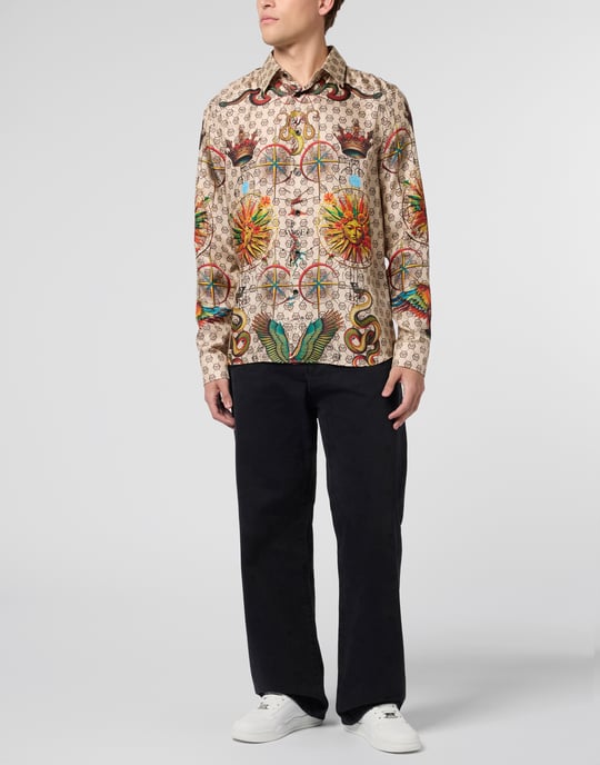 Silk Pajamas Shirt Monogram Tattoo - Image 4