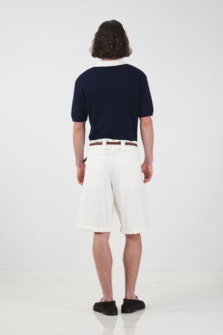Hoge Taille Brede Pijp Katoenen Chino Shorts - Image 2