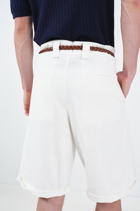 Hoge Taille Brede Pijp Katoenen Chino Shorts - Image 3