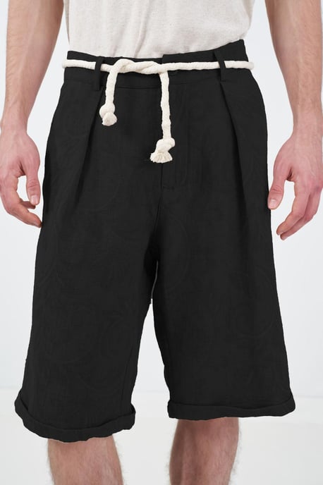 Brede Pijpen Middelhoge Shorts met Strikdetail - Image 2