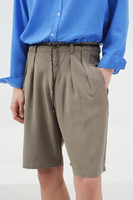 Mid Waist Wijde Pijpen Tencel Shorts - Image 3