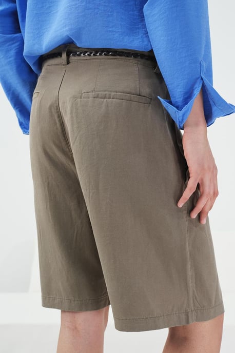 Mid Waist Wijde Pijpen Tencel Shorts - Image 4