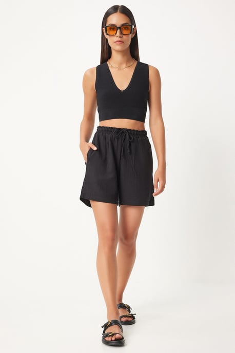 Hoge Taille Wijde Been Katoenen Shorts - Image 2