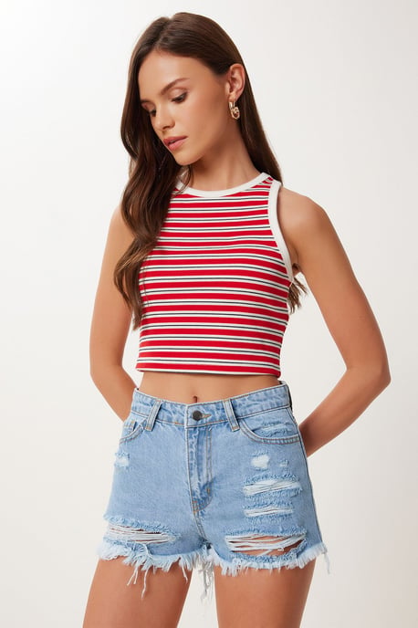 Hoge Taille Verwoeste Denim Shorts - Image 2