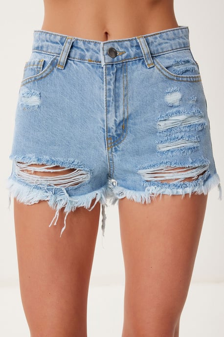 Hoge Taille Verwoeste Denim Shorts - Image 5