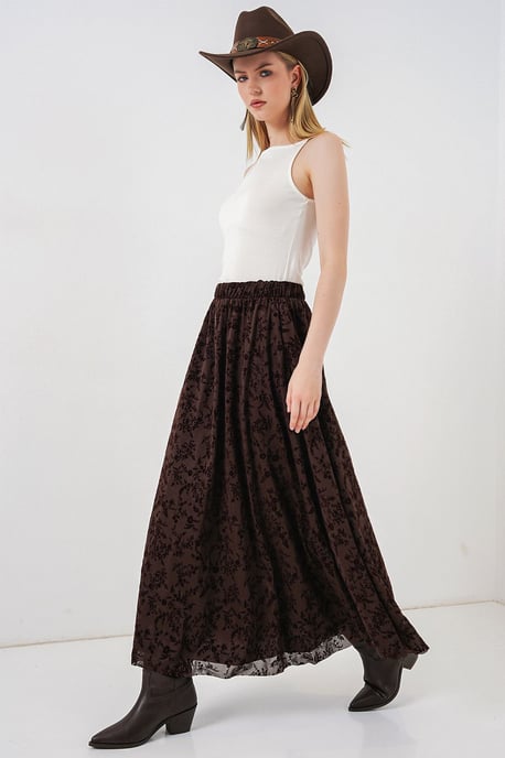 Floral High Waist Maxi Skirt - Image 5