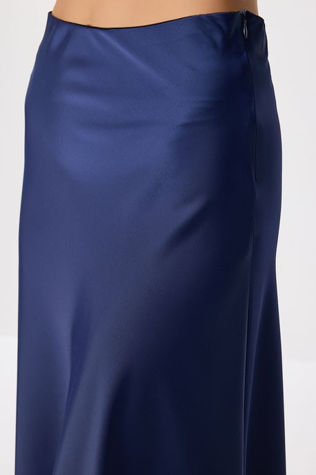 Hög midja satinklänning maxi kjol - Image 5