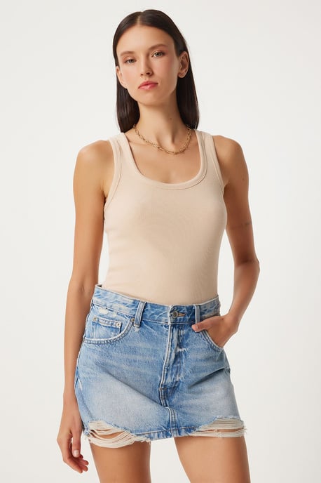 Getailleerde Katoenen U-Hals Tanktop - Image 3