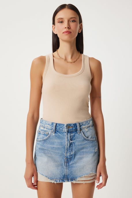 Getailleerde Katoenen U-Hals Tanktop - Image 4