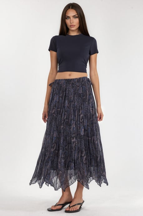 Hoge Taille Paisley Midi Rok - Image 5