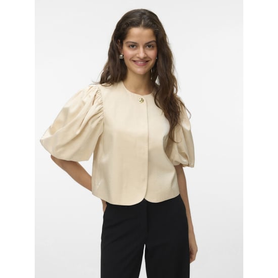Vero Moda Vmliana 24 shiny short blazer beige - Image 4