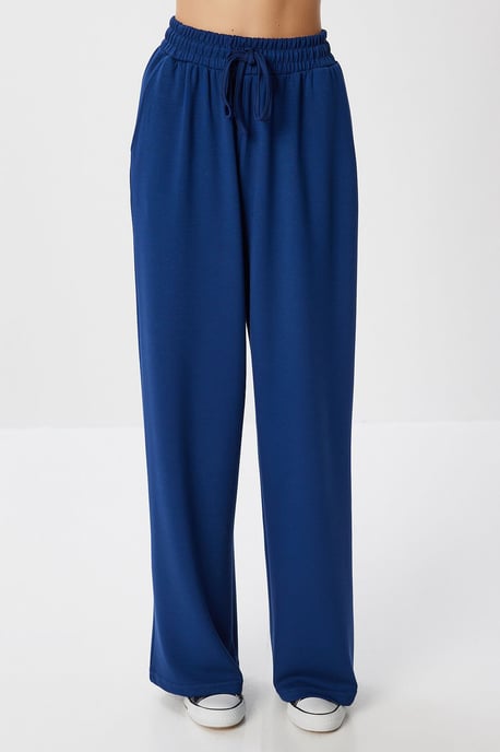 Wide Leg Two-Piece Set with Crew Neck Blouse - Image 3
