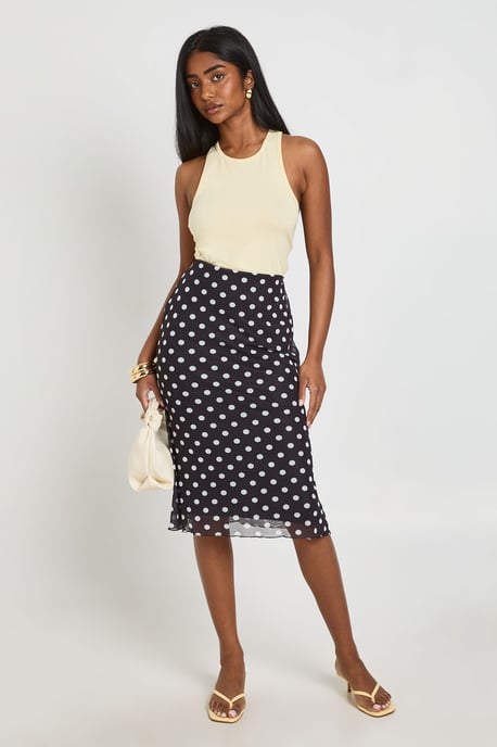Polka Dot Mesh Midi Skirt - Image 1