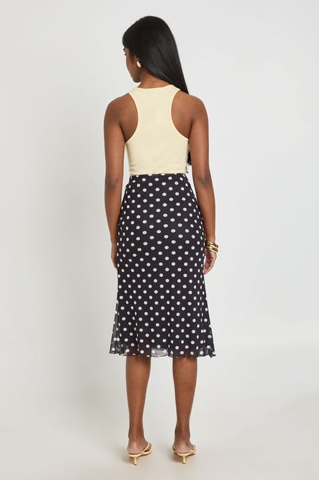 Polka Dot Mesh Midi Skirt - Image 2