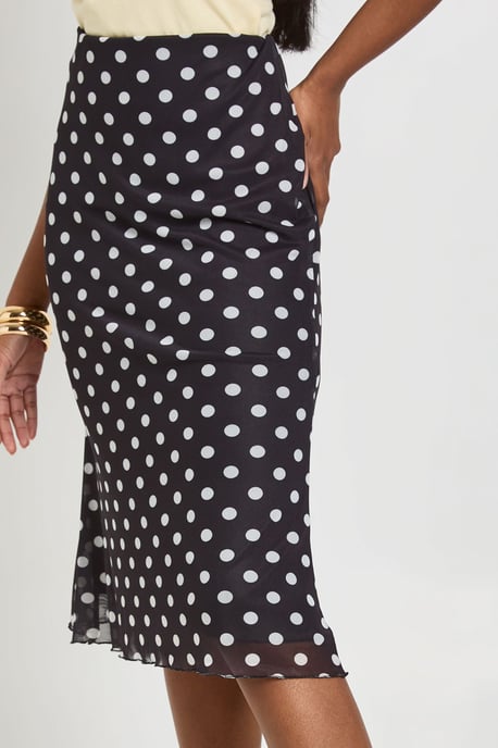 Polka Dot Mesh Midi Skirt - Image 4