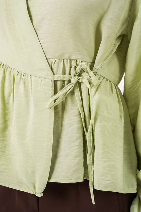 V-hals Blouse met Strikdetail en Kreppé - Image 6