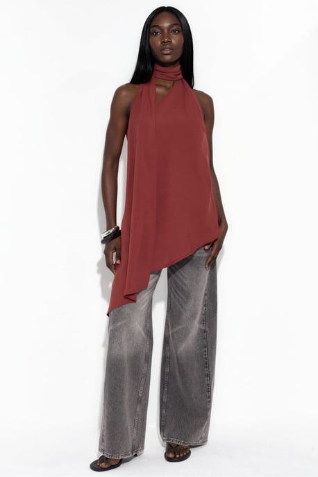 Halterhalsband med scarfdetalj topp - Image 2