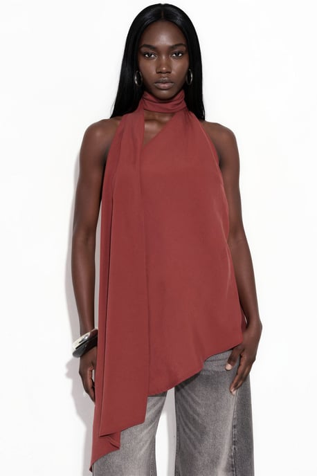Halterhalsband med scarfdetalj topp - Image 5