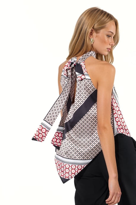 Mönstrad Halterneck Blus - Image 2