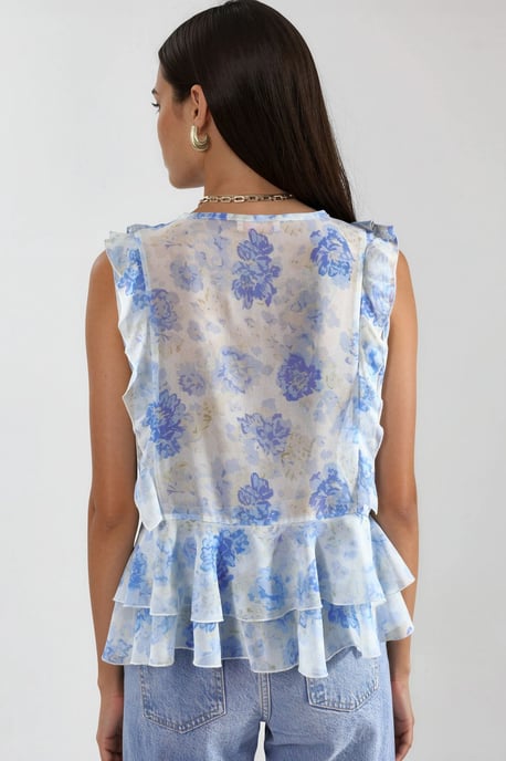 Floral V-hals Chiffon Blouse met Striksluiting - Image 4